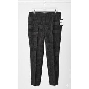 Jones New York Black Polka Dot Slim Leg Ankle Dress Pants NWT Size L
